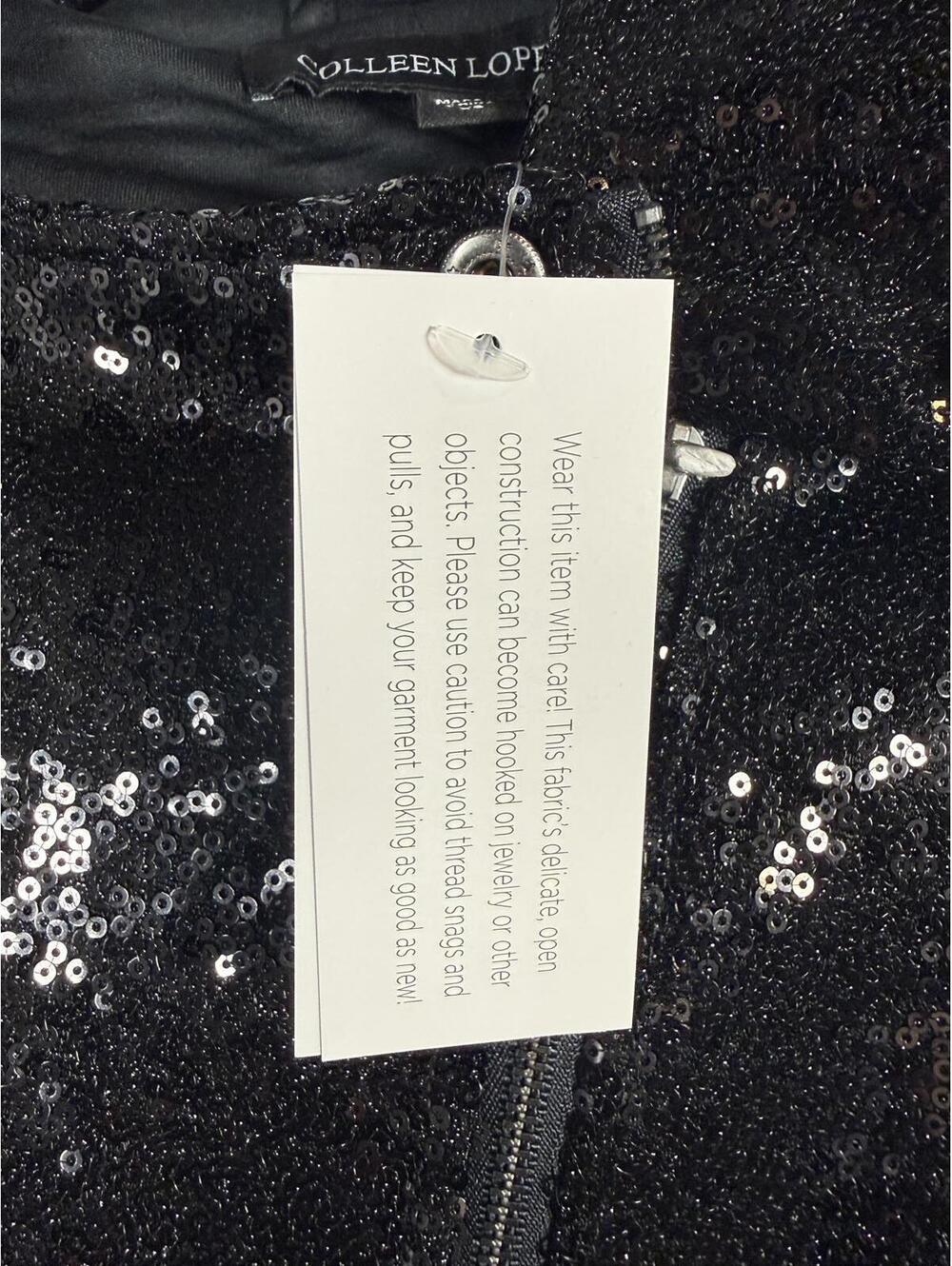 NWT Colleen Lopez Gunmetal Sequin Moto Jacket Sparkly Biker Blazer Size Large - Picture 6 of 7